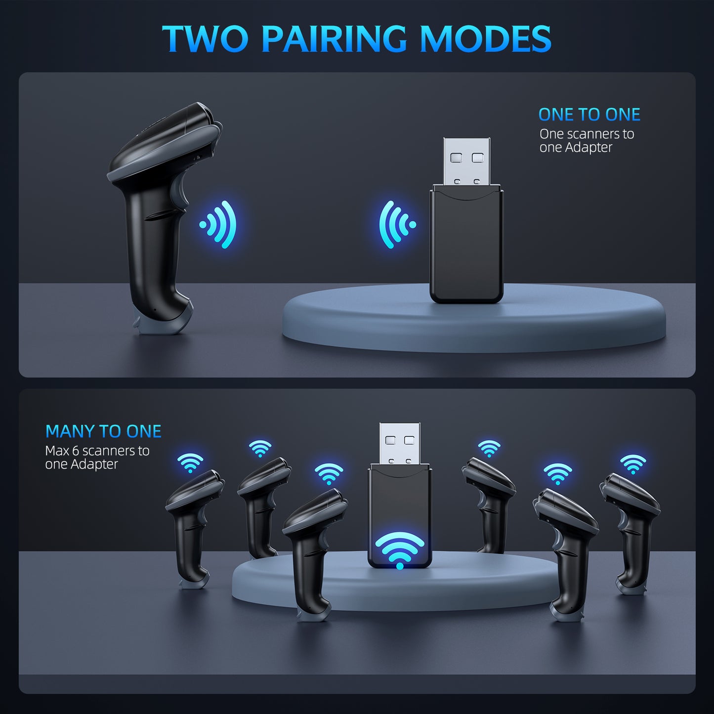 TEEMI TMSL-53 2D Bluetooth Barcode Scanner Standalone Reader QR PDF417 Datamatrix Handsfree Automatic Scanning with Tool-Free Battery Replacing Feature (NO CRADLE)